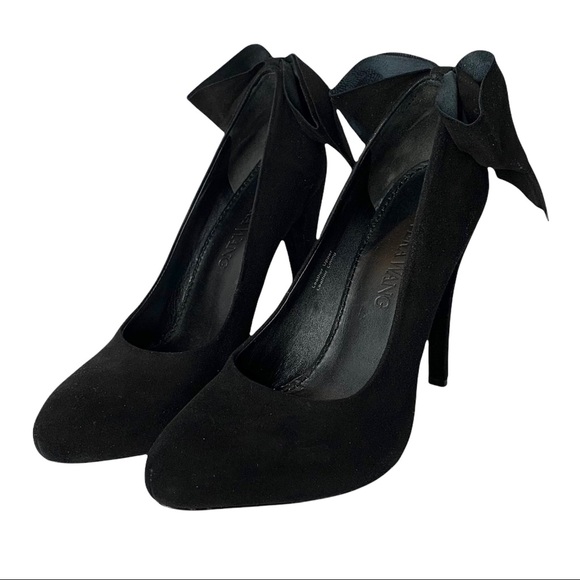 VERA WANG Lavender Label “Jane” Bow Back Black Suede Pump 6 - Picture 4 of 10